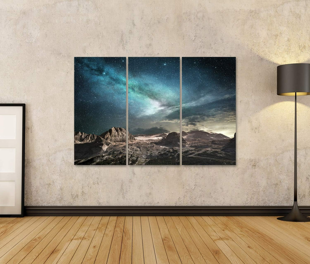 islandburner Bild auf Leinwand Milchstrasse In Der Morgendämmerung In Einer Berglandschaft Bilder Wa