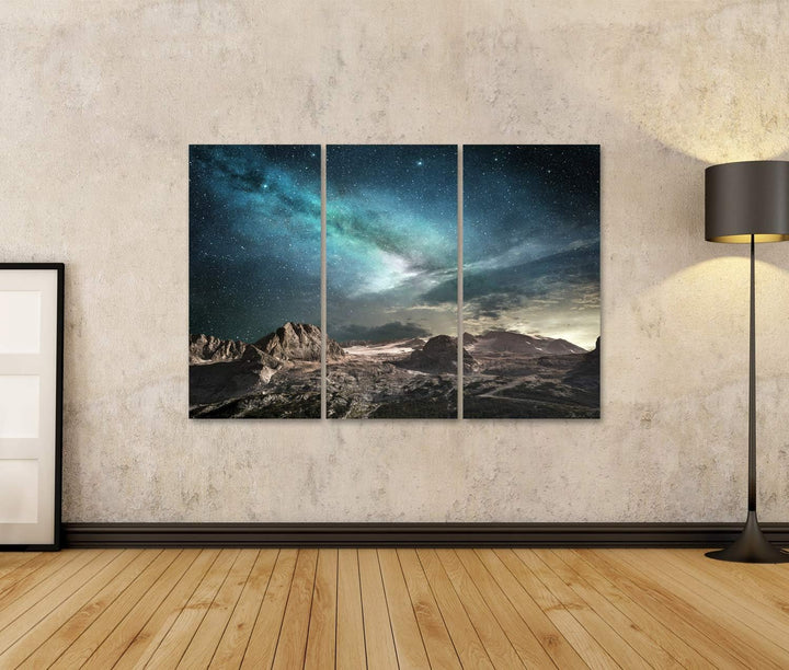 islandburner Bild auf Leinwand Milchstrasse In Der Morgendämmerung In Einer Berglandschaft Bilder Wa