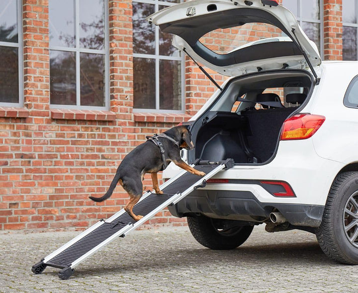 Knuffelwuff Hunderampe 70-158cm - Ausziehbare Teleskoprampe als Einstiegshilfe für Haustiere ins Aut