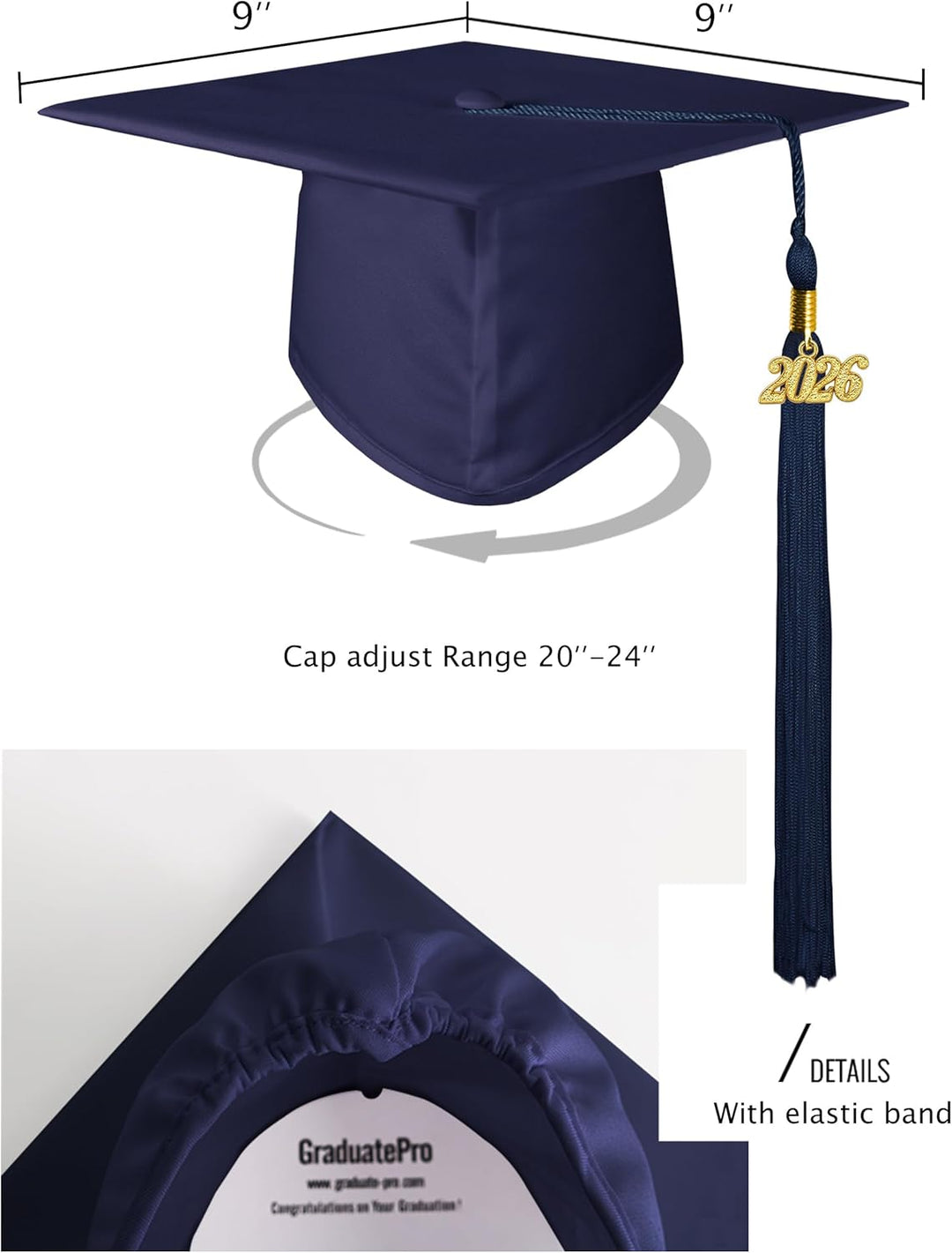 GraduatePro Abschluss Talar Doktorhut 2026 Absolventen Graduation Abschluss Bachelor Hut Abschlusskl