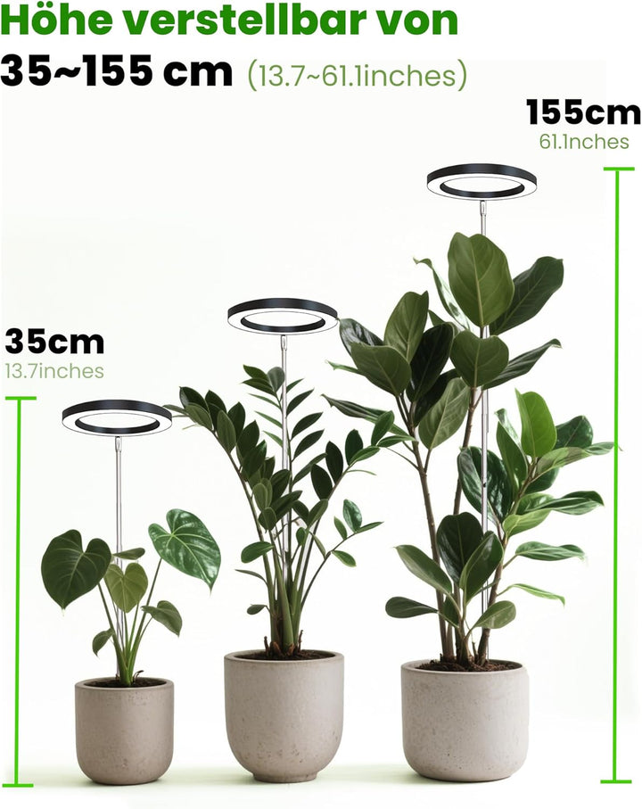 Wachstumslampe für Zimmerpflanzen LED Grow Light Full Spectrum,35~155cm Wachstumslampe höhenverstell