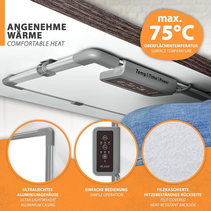 Infrarot Schreibtisch-Heizung 36x45cm Wärmeplatte 117W Arbeitsplatz Büro Home Office Kassen Empfangs