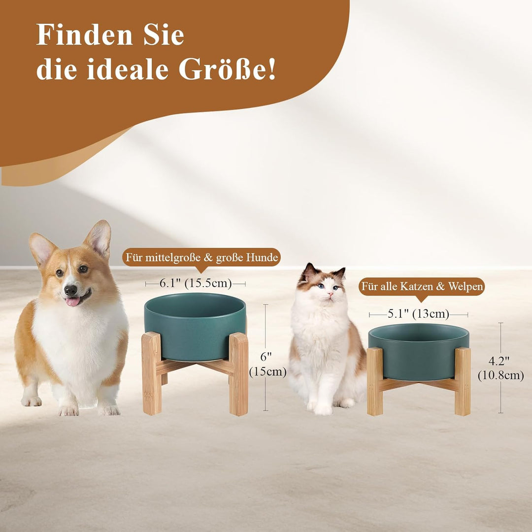 Futternapf Katze Hund Fressnapf Katze Katzennapf Erhöht mit Napf Ständer - Hundenapf Keramik - 2er K
