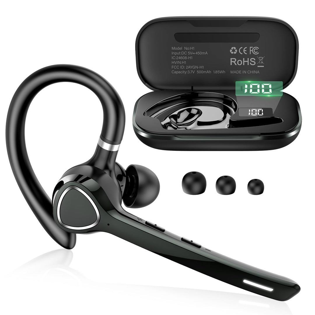 Bluetooth Headset, V5.4 Wireless Freisprech Telefon mit CVC 8.0 und ENC Dual Mikrofon, Bluetooth Ohr