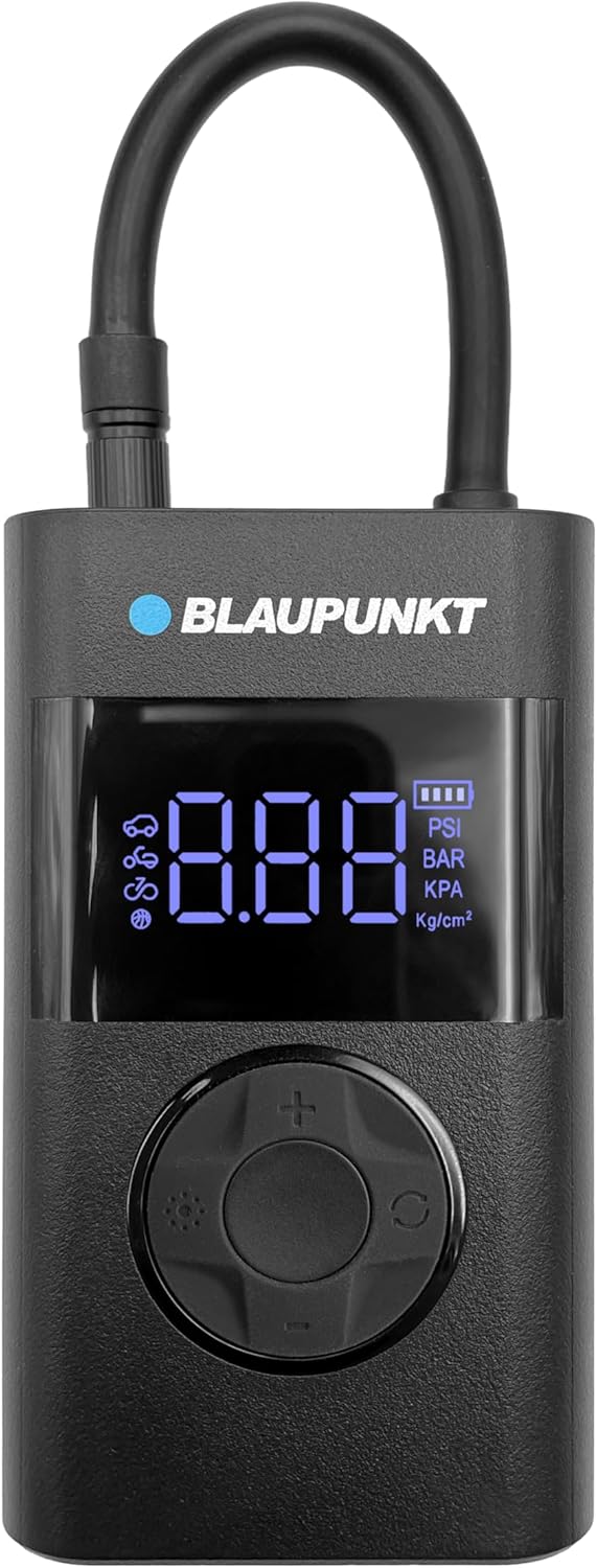 Blaupunkt Tragbare Akku-Luftpumpe TPM 124, Kompressor für Fahrräder, Motorräder, Auto & Bälle, mit P