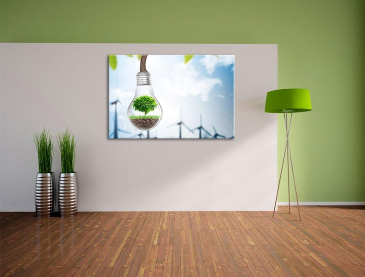 Pixxprint Light Bulb Energy Concept als Leinwandbild/Grösse: 100x70 cm/Wandbild/Kunstdruck/fertig be
