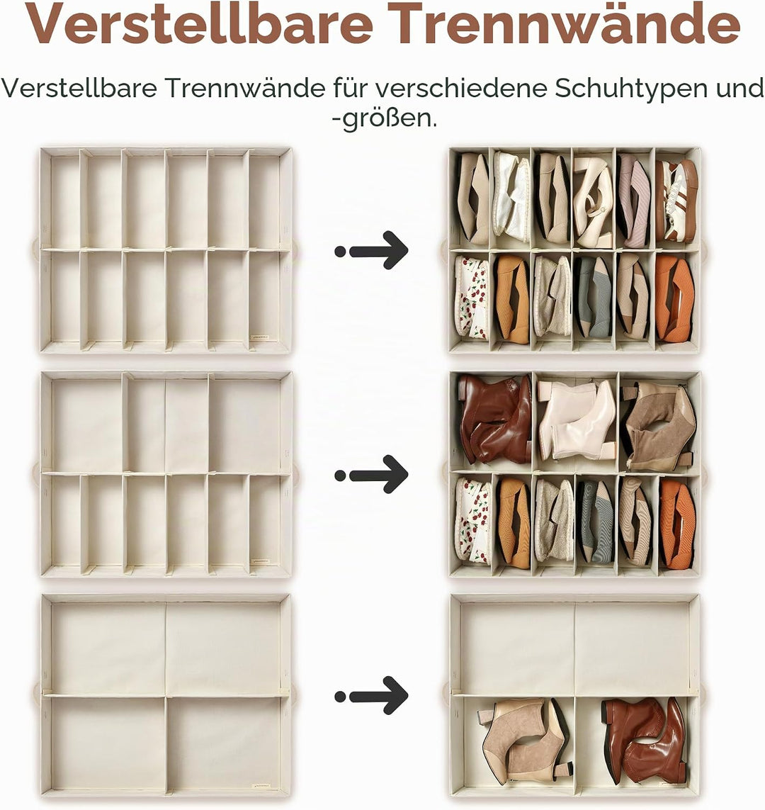 StorageWorks Schuhorganizer für Schrank, für bis zu 24 Paare, Stoff unter Bett Schuhaufbewahrungskon