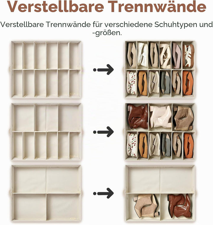StorageWorks Schuhorganizer für Schrank, für bis zu 24 Paare, Stoff unter Bett Schuhaufbewahrungskon