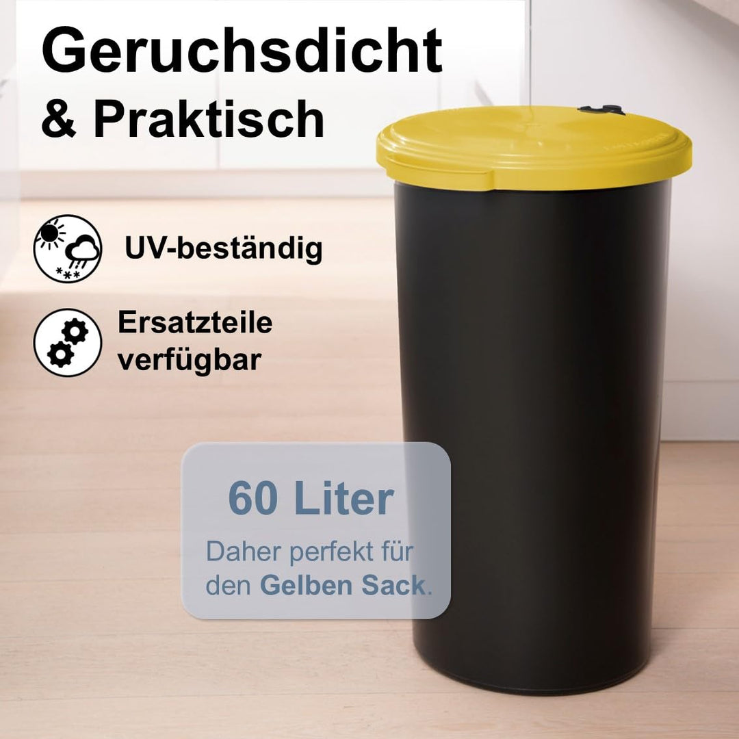 KUEFA VL 60l Müllsackständer, Mülleimer, Sammelbehälter mit Scharnierdeckel für den Gelben Sack, Pfa