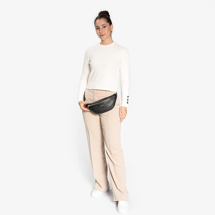 Lazarotti Bologna Leder Gürteltasche Damen | längenverstellbarer Tragegurt | grosse Bauchtasche 31 c
