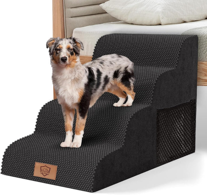 Myiosus Hundetreppe 4 Stufen, Haustiertreppe aus Schwamm, Hund Treppe mit Waschbar Bezug, Hundetrepp