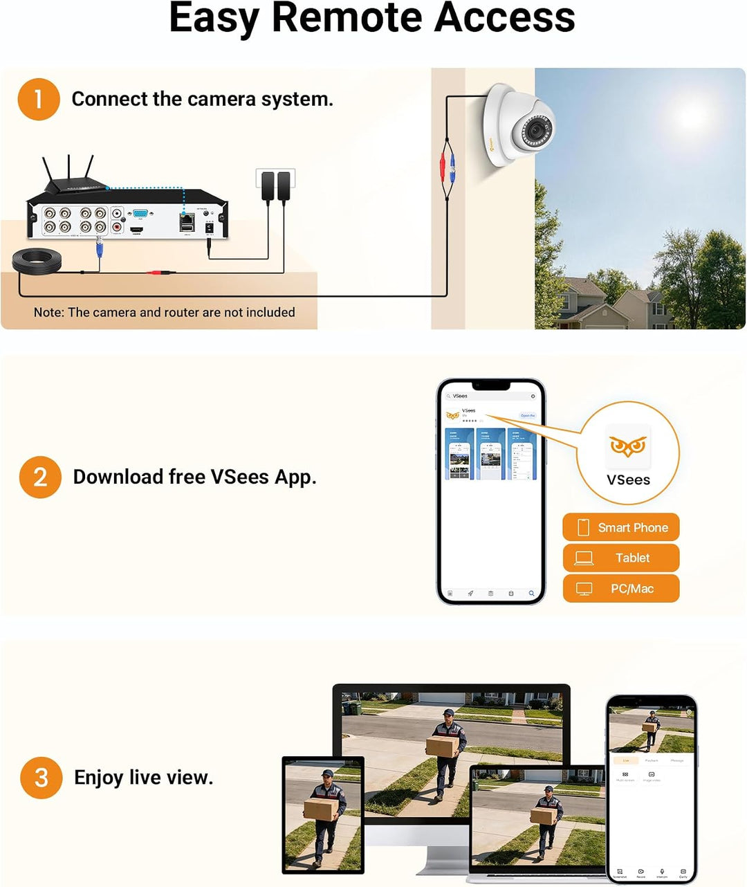 Anlapus 1080P Überwachungskamera Set, 8CH DVR Recorder ohne Festplatte, 4X 2MP Aussen Dome Videokame