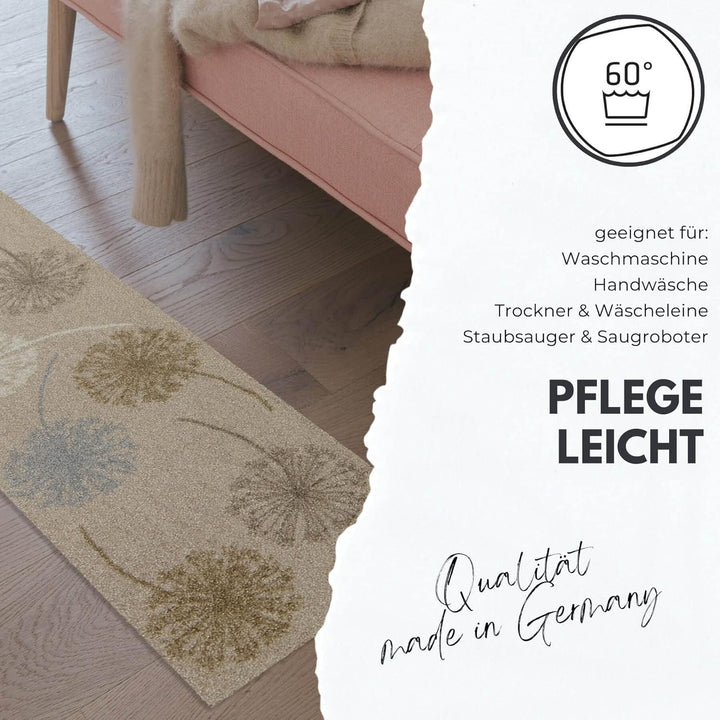Salonloewe Fussmatte waschbar Rosis Patch 60x180 cm Sauberlaufmatte Flur-Läufer Wohn-Teppich Herzen
