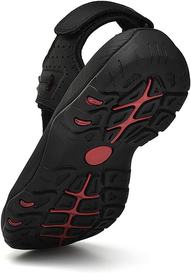 rismart Herren Closed Zu Draussen Sport Trekking Schuhe Leder Sandalen 41 EU Schwarz, 41 EU Schwarz