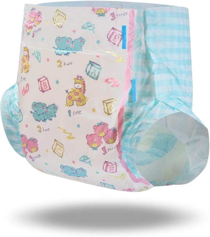 LittleForBig 5500-5800 ml Erwachsenen Gedruckten Windeln 2 Stück - Vintage Baby (M) Blau M, Blau M