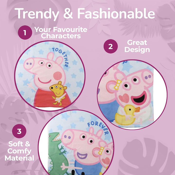 Peppa Wutz Together & Forever Kapuzenponcho Strand – 55x110 cm – Kinder – Leicht & Schnelltrocknend