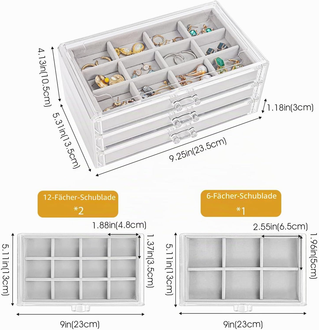 ProCase Acryl Schmuck Organizer Schmuckschatulle für Damen Durchsichtige Schmuckaufbewahrung Schmuck