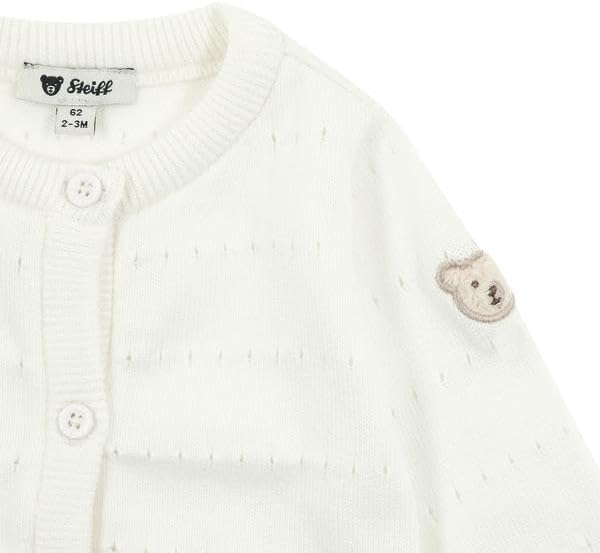 Steiff Baby - Mädchen Strickjacke Strickjacke (1er Pack) 74 Bright White, 74 Bright White