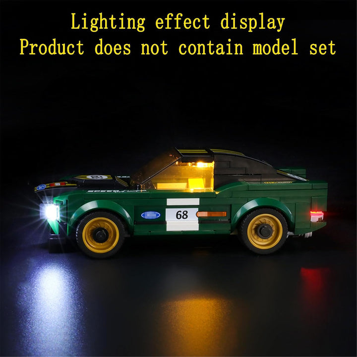 GEAMENT LED Licht-Set Kompatibel mit Lego 1968 Ford Mustang Fastback Speed Champions 75884 Bausteine
