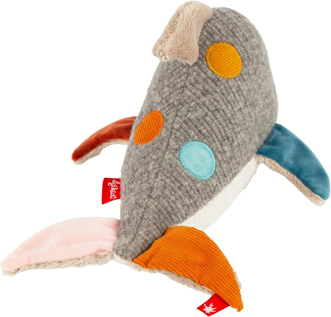 sigikid 43221 Kuscheltier Delfin Patchwork Sweety, Yellow für Mädchen und Jungen von 0 bis 8 Jahren