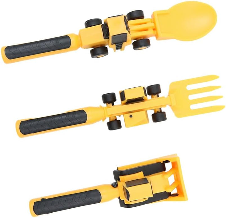 Sarini 3PCS Bulldozer Schaufel Geschirr mit Gabel und Löffel Form Baustelle Motiv