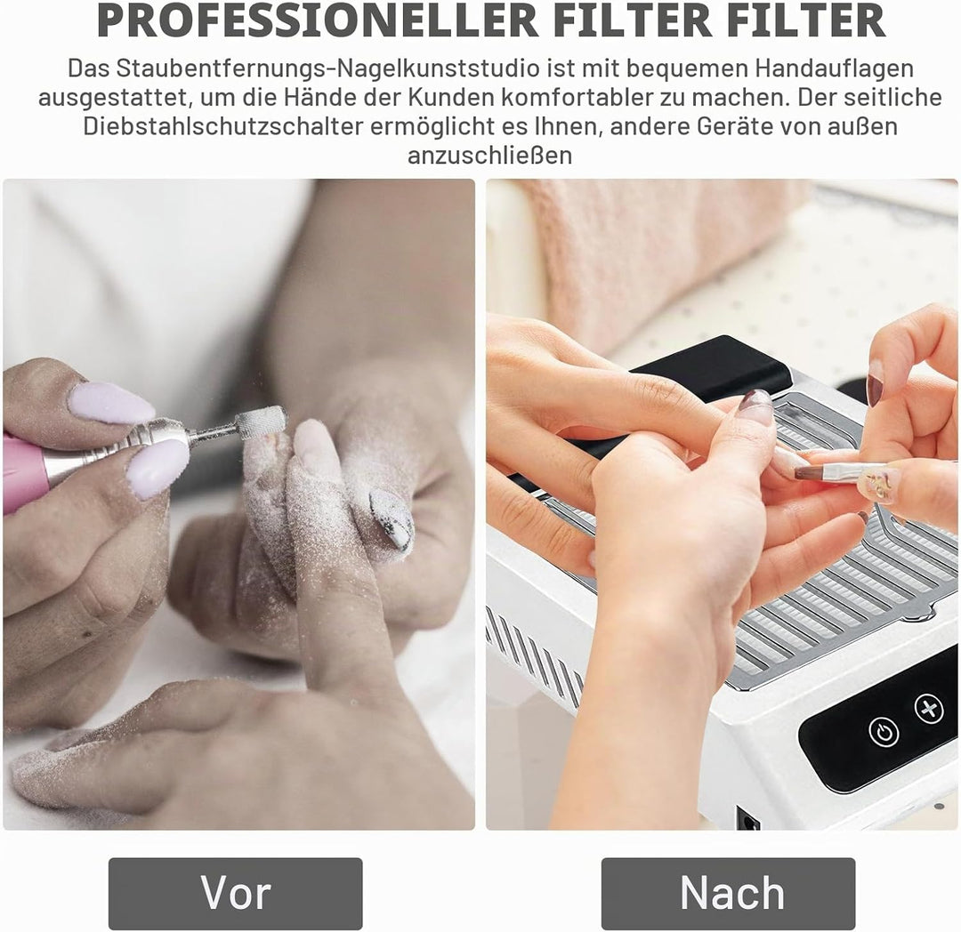 Staubabsaugung Für Nägel, Leistungsstarker Nagelstaubsauger Mit Filter 3700RPM, Leiser Nagelabsauger