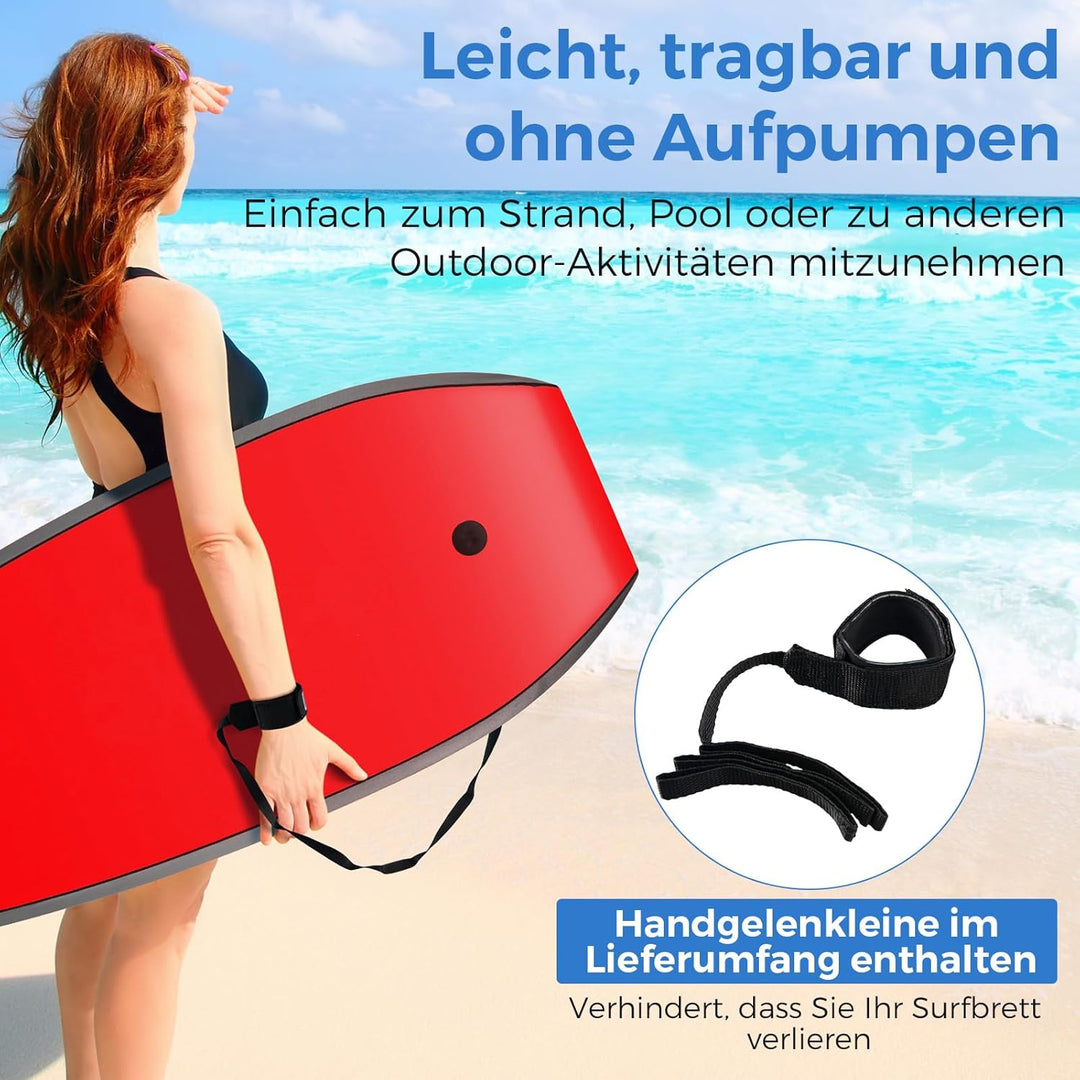 COSTWAY Bodyboard für Kinder, Surfbrett mit EPS-Kern, XPE-Deck, HDPE-Unterseite &amp; Handgelenkschlaufe