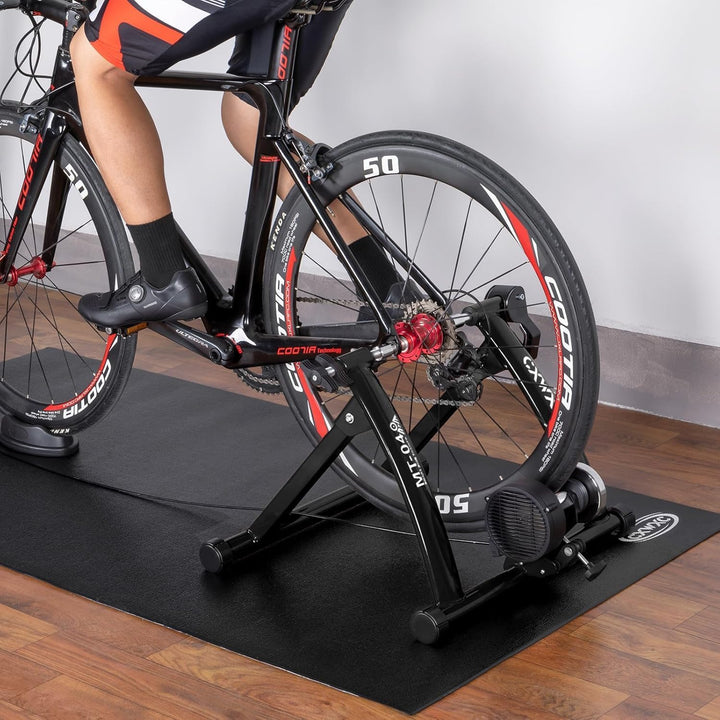 CXWXC Fahrrad Rollentrainer, Klappbar Stahl Bike Trainer mit Schnellspanner Vorderradunterlage Radtr