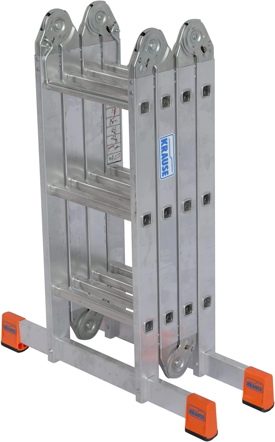 Krause Alu-Sprossengelenkleiter MultiMaticÃ‚ 4x3 Sprossen mit Plattform - Leichte Klappleiter mit Tr