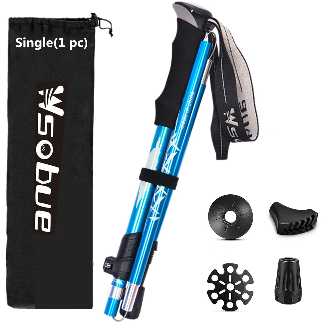 Trekkingstock, zusammenklappbarer Wanderstock für Herren und Damen, ultraleichter Aluminium-Skistock