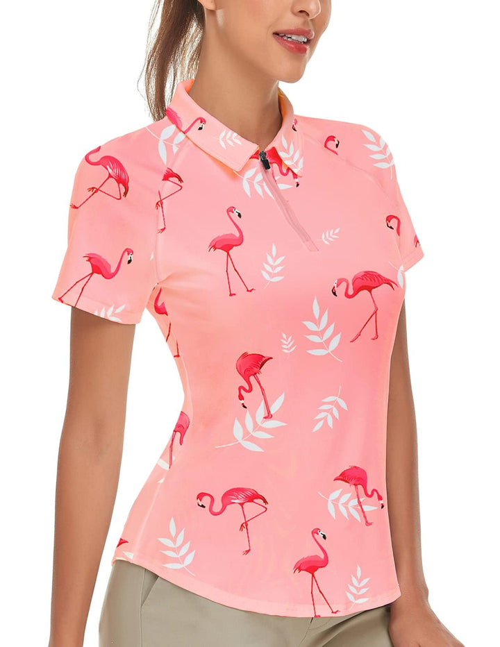 Soneven Atmungsaktiv Poloshirt Damen Leichtes Sportshirt Tailliert Karierte Bluse UPF 50+ Kurzarm 1/