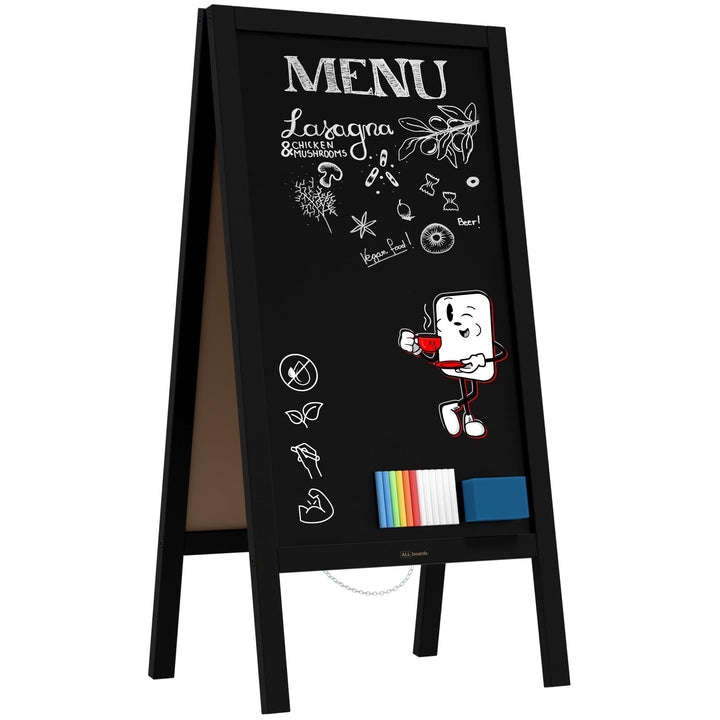 ALLboards Kundenstopper mit Schwarz, lackiertem Holzrahmen 100x60cm, Werbetafel, Gehwegaufsteller, A