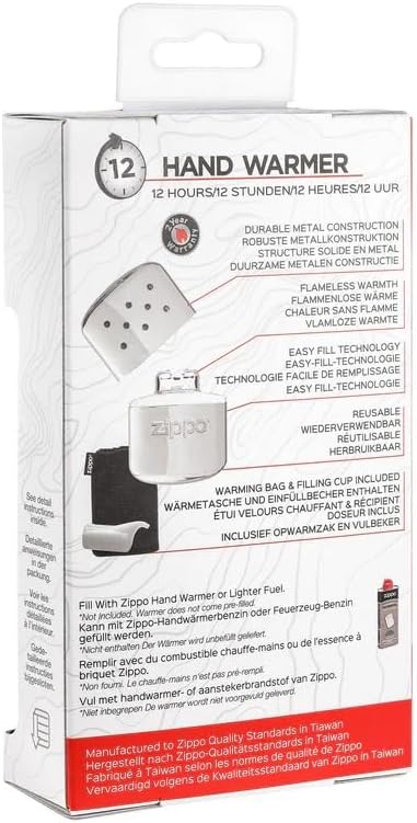 Zippo Handwärmer - 12 Stunden Wärme - Nachfüllbar mit Feuerzeugbenzin - Wiederverwendbar - Taschenwä