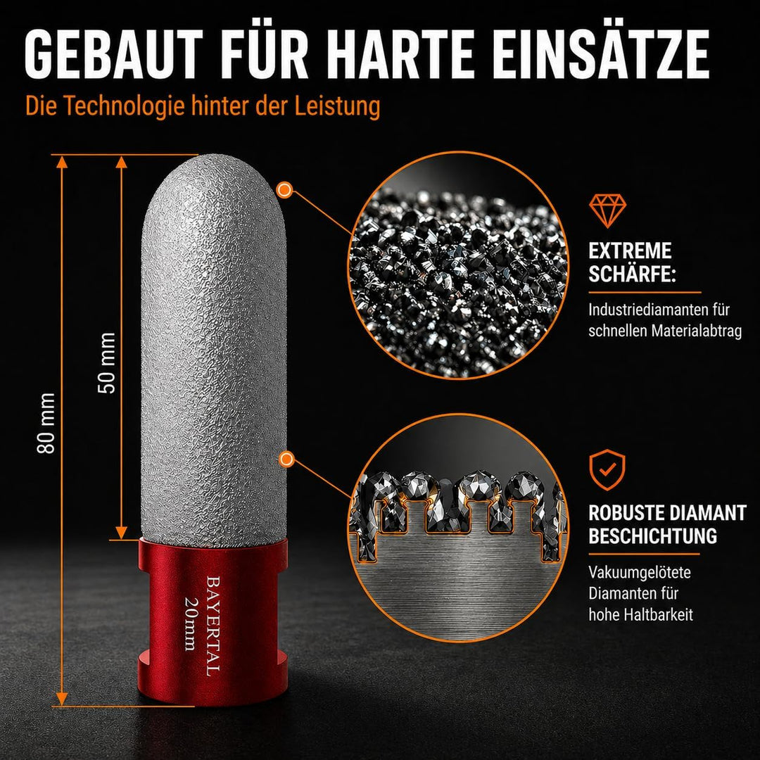 Diamantfräser 20mm x M14 Premium - Bohren & Fräsen von harten Fliesen - Premium Fingerfräser mit Ind
