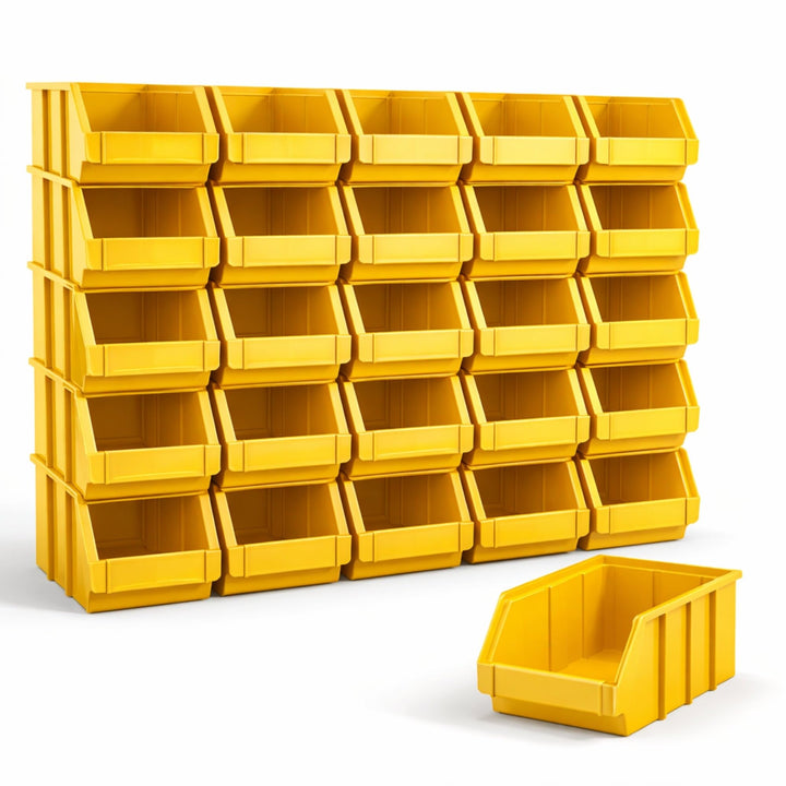 Rodopi 26er Set Stapelboxen, Grösse M | Sichtlagerkästen 230x150x130mm | Robuste Lagerboxen für Werk