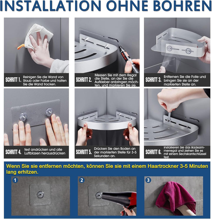 Duschablage Ohne Bohren Duschregal Ecke Badezimmer Organizer Badregal Duschkorb, Dusche eckregal mit