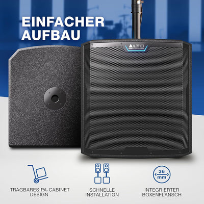 ALTO PROFESSIONAL TS15S und TS15S Cover - 2500W 15-Zoll Subwoofer, aktiver PA-Lautsprecher mit 6 DSP