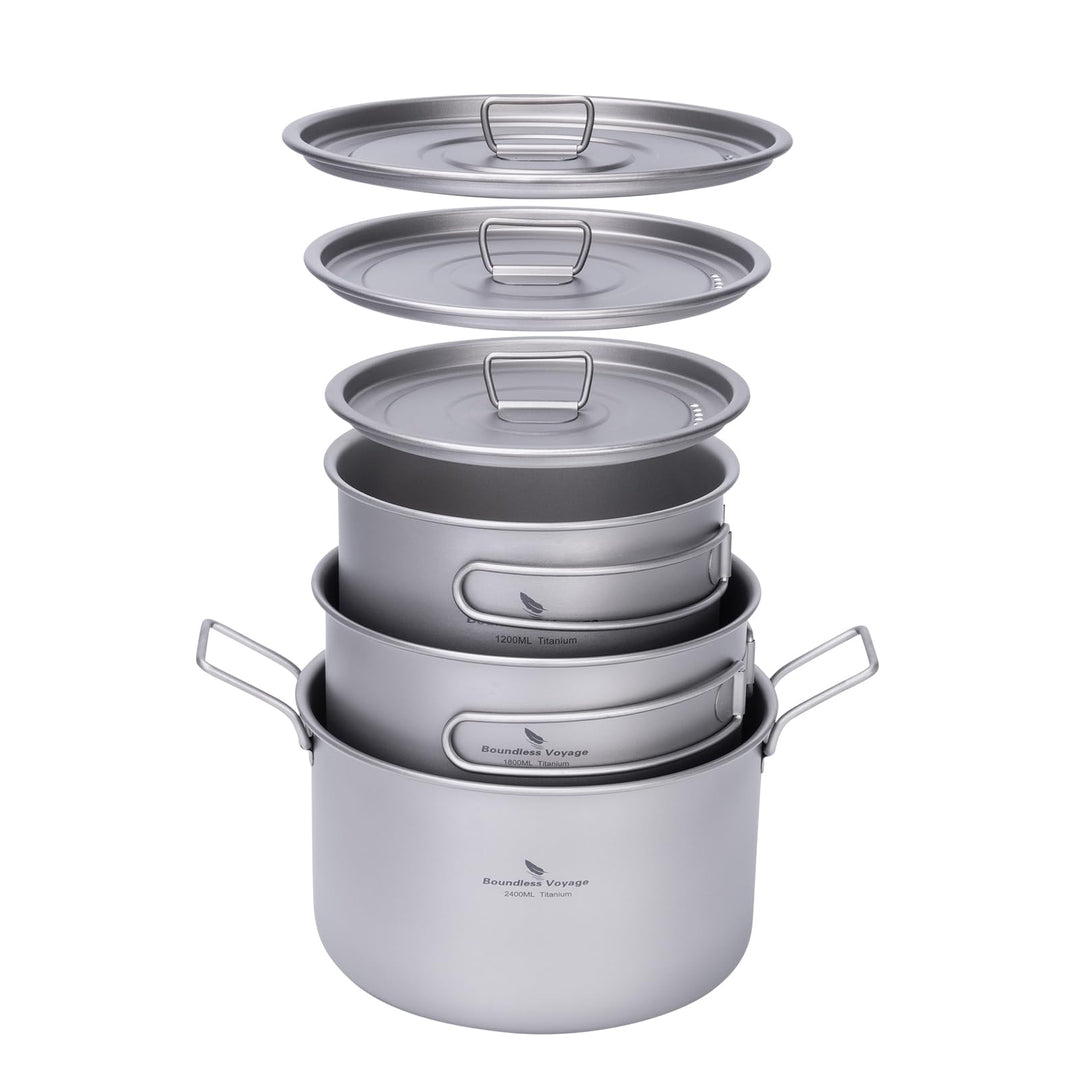 iBasingo Camping Titan Kochtopf mit Deckel Klappgriff Ultraleicht Outdoor Kochgeschirr Metall Saucen
