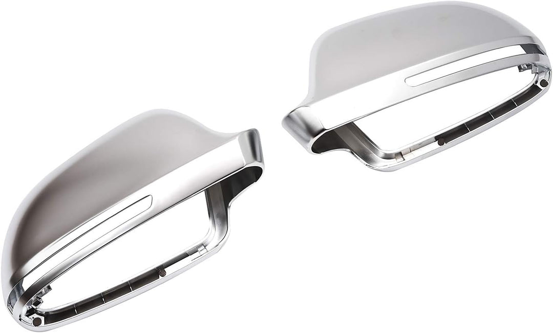 Aluminium Look Design Spiegel Abdeckung Kappe Gehäuse Links+Rechts