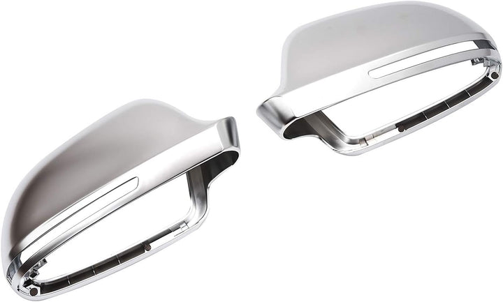 Aluminium Look Design Spiegel Abdeckung Kappe Gehäuse Links+Rechts