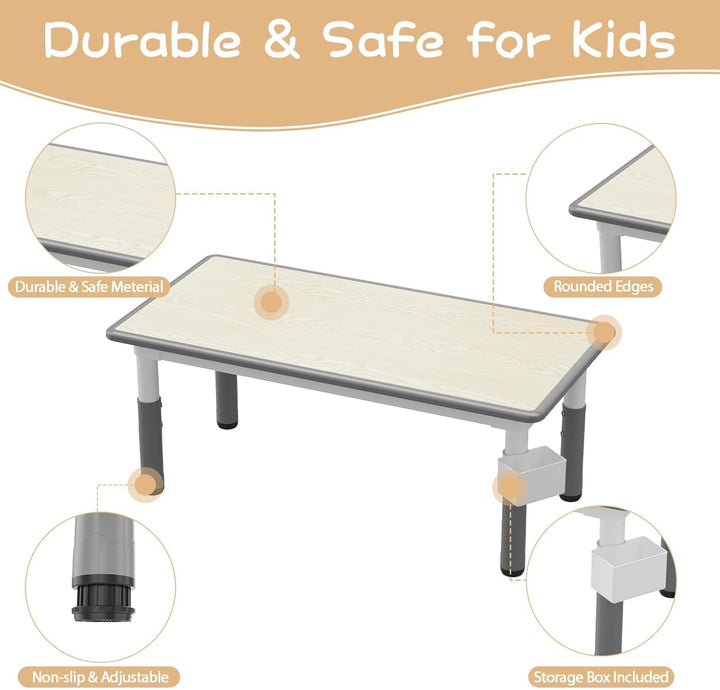 Garvee Kindertisch- und 6-Stuhl-Set, höhenverstellbares Kindertisch- und Stuhlset für Kinder von 2-1