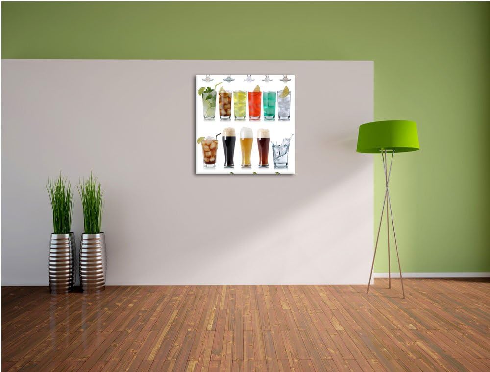 Pixxprint Cocktails Long Drinks und Bier als Leinwandbild/Grösse: 70x70 cm/Wandbild/Kunstdruck/ferti