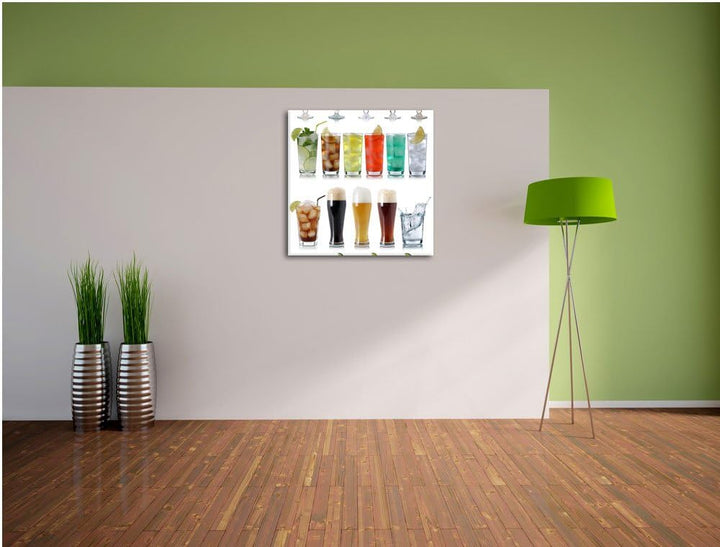 Pixxprint Cocktails Long Drinks und Bier als Leinwandbild/Grösse: 70x70 cm/Wandbild/Kunstdruck/ferti