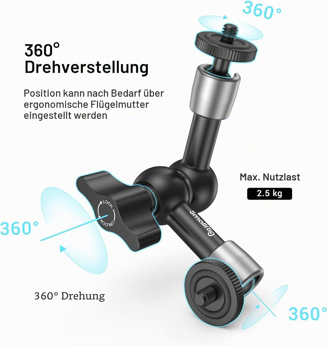 SMALLRIG 5 Zoll Magic Arm mit Super Clamp Large Crab Zangenclip für Monitor LED Licht - KBUM2730, 5