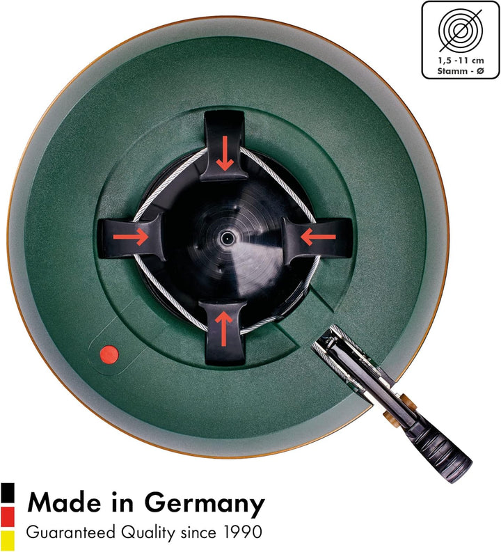 KRINNER Weihnachtsbaum Christbaumständer Comfort S Grün 34cm inkl. Fusspedal- und Einseiltechnik für
