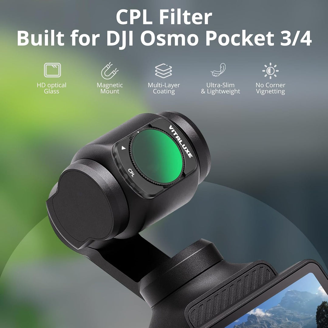VUTALUXE CPL Schwarz Diffusionsfilter 1/4 VND2-32 Weitwinkelobjektiv für DJI Osmo Pocket 3 / Osmo Po
