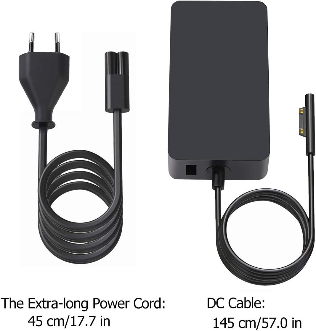 SUPERNIGHT Ladegerät für Surface Pro 65W 15V 4A Netzteil-Adapter Surface Ladakebel für Surface Book