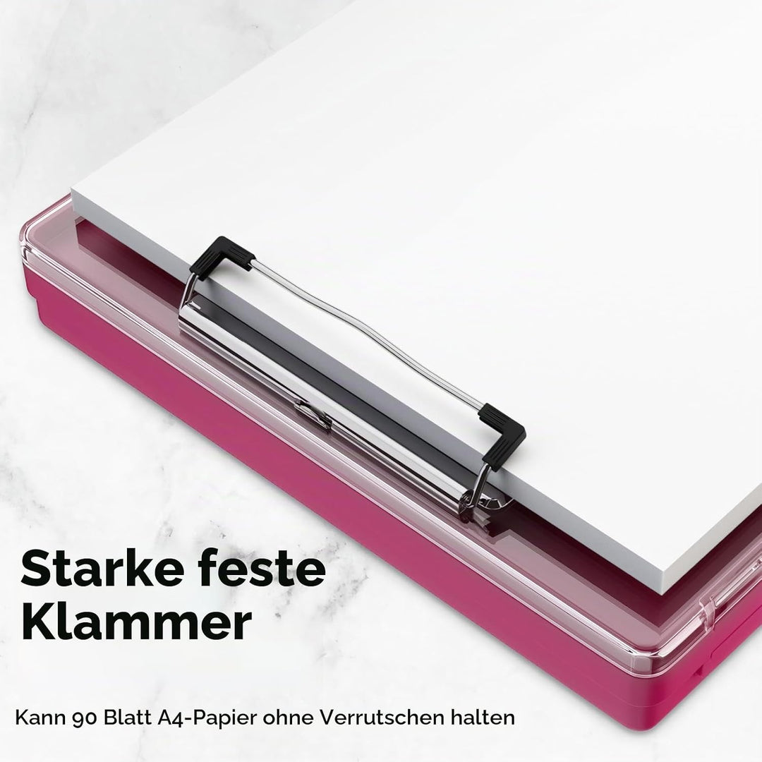 Piasoenc Klemmbrett mit Aufbewahrung, Klemmbretter mit 2 Aufbewahrungsboxen und A4-Papierordner, kla