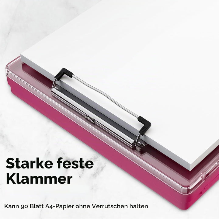 Piasoenc Klemmbrett mit Aufbewahrung, Klemmbretter mit 2 Aufbewahrungsboxen und A4-Papierordner, kla