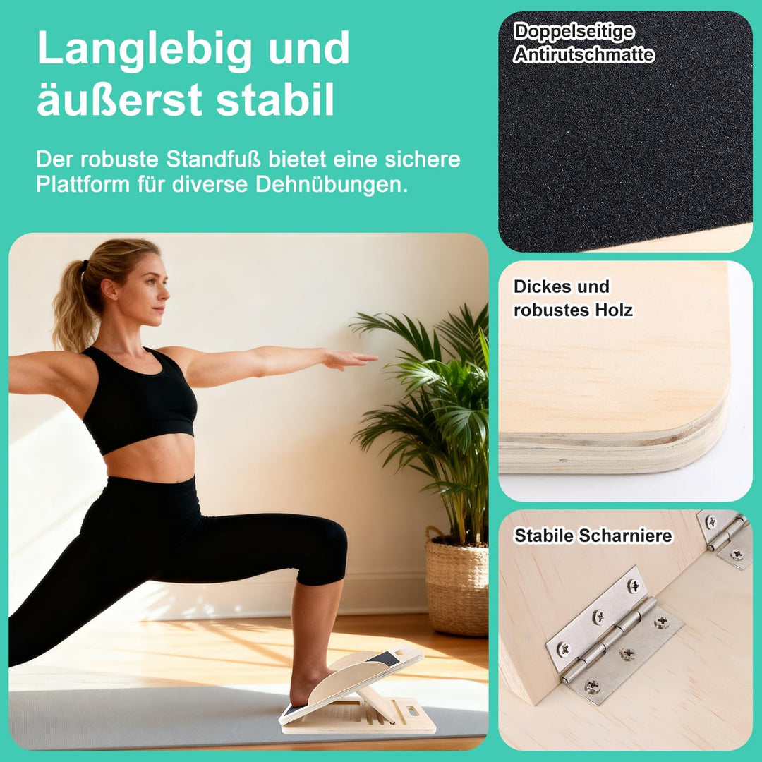 Wadendehner Balance Board Schrägbrett Verstellbares Slant Board aus Holz Portable Gleichgewichtstrai